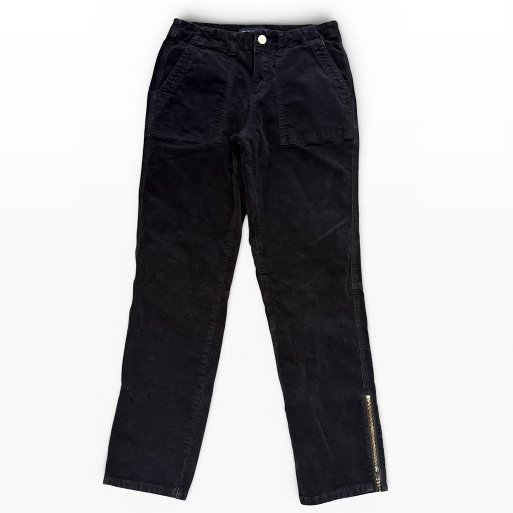 Sanctuary x Anthropologie Black Corduroy Utility Ankle Zip Pants Size 26 Stretch
